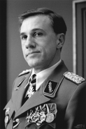 A photo of Hans Landa stylized as a period piece.