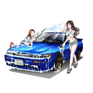 Initial D x SurLuster bottle featuring Mako and Sayuki