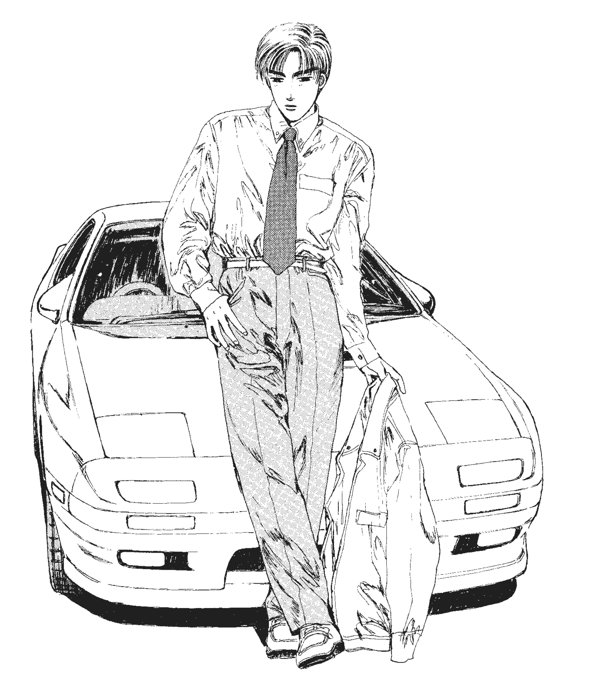 Classic Anime Manga Initial D Main Characters Map Drifting Car Art