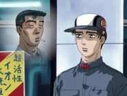 Takumi pensando en su padre cuando Iketani y Kenji le dicen que es su ídolo, Acto 1