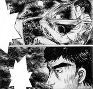 Hideo Minagawa driving his Supra in manga