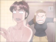 Sayuki interrupts Mako's bath to inform her about the Emperor
