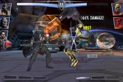Deathstroke performs his multi-hit 2nd special on an opponent.