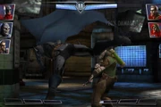 Batman displaying his infamous SP2 "Way of the Bat" on an opponent.