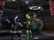Nightwing's staffs light up as his passive is activated upon tag in.