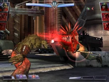 Killer Croc uses his heavy basic attack, ending with a long rage bite.