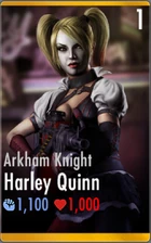 Harley Quinn/Arkham Knight's character card.