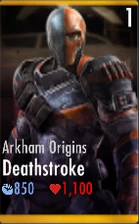 Deathstroke/Arkham Origins' character card.