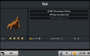 The unevolved Cloak Stats.