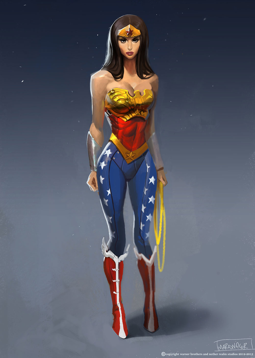 Mi concept for Wonder woman in the next game (Third is a mk inspired skin).  I hope you like it! : r/INJUSTICE