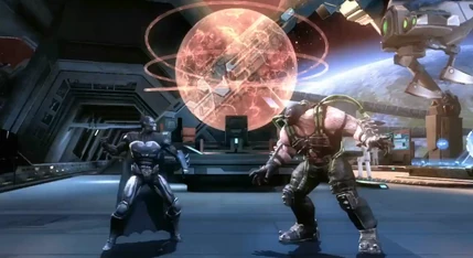 Bane and Batman about to fight.