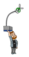 Ibai with the mechanical hand (holding scissors)