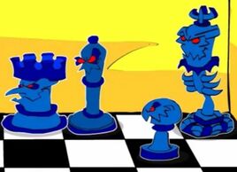 Pawn, rook, bishop and king (evil)