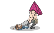 Soliid Snaake getting dragged away by Pyramid Head