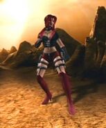 Aparición de Kira con su traje alternativo en Mortal Kombat Armageddon.