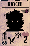 Kaycee's silhouette shown on her death card in Act I.