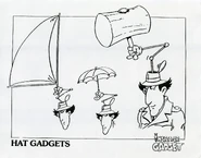 original designs for hat gadgets: Gadget Wind Sail, Gadget Brella and Gadget Mallet