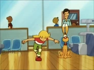 Penny curtsies after landing a strike