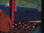 Gadget almost about to be cut in two like a real chocolate bar