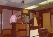 Carlos Petrel and others, during the dubbing of Star Wars.