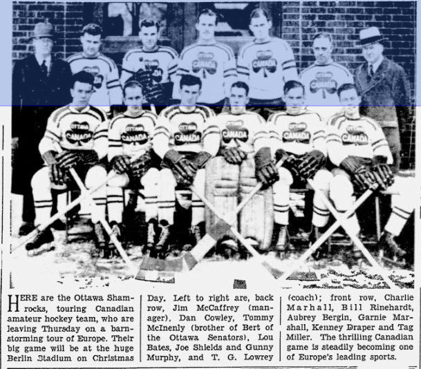 Photo Ottawa Canada Shamrocks hockey team in Paris 1933-34 Photo Ottawa Canada Shamrocks hockey team in Paris 1933-34