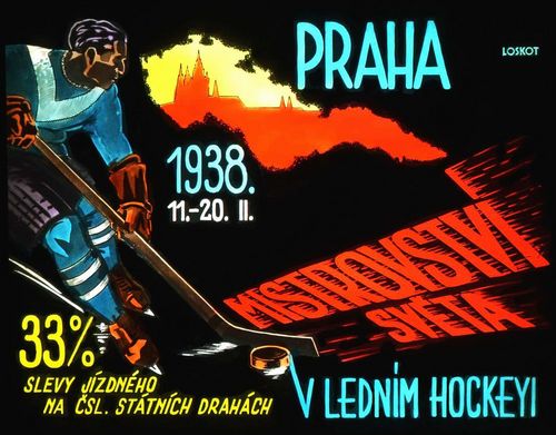 Original Vintage Poster Ice Hockey World Championships Prague Sport &  Friendship