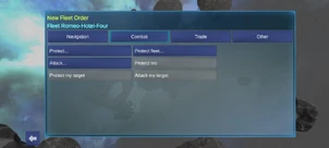 The Combat Screen. Greyed-out orders indicate that they are unavailable.