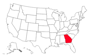 Location of Georgia, United States on a map