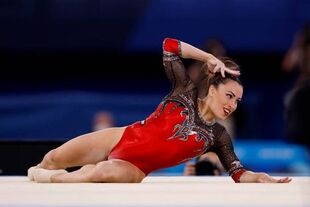 Ferrari in the floor exercise final at the 2020 Olympic Games