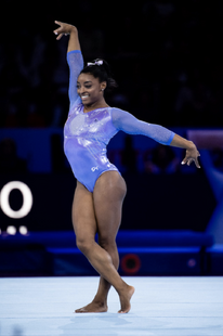 Biles in the floor exercise final at the 2019 World Championships