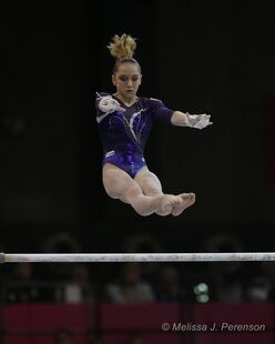 Komova in the team final at the 2012 European Championships