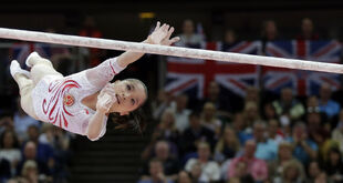 Yao in the uneven bars final at the 2012 Olympic Games