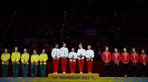 Team Medalists (from left): Australia, England, Canada