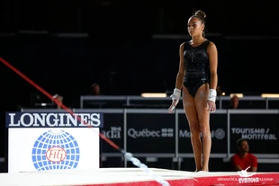 Fenton in podium training at the 2017 World Championships
