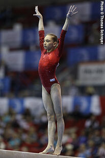 Komova in the team final at the 2010 Junior European Championships