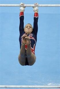 Liukin in the uneven bars final at the 2008 Olympic Games