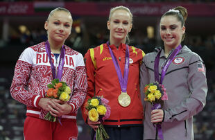 Vault Medalists (from left): Maria Paseka (RUS), Sandra Izbaşa (ROU), McKayla Maroney (USA)