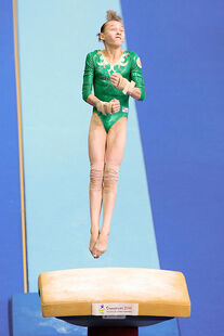 Komova in the vault event final at the 2010 Youth Olympic Games