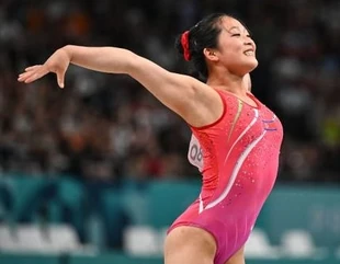 An in the vault final at the 2024 Olympic Games