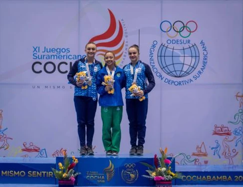 Vault Medalists (from left): Mayra Vaquie (ARG), Luiza Domingues (BRA), Martina Dominici (ARG)