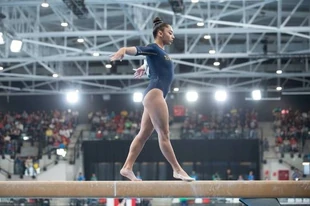 Soares in the team final at the 2023 Pan American Games
