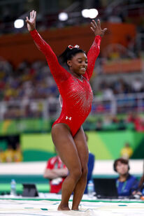 Biles in the vault final at the 2016 Olympic Games