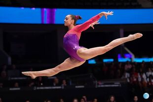 Nichols in podium training at the 2015 World Championships