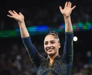 Soares in the team final at the 2024 Olympic Games