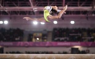 Saraiva in the team final at the 2019 Pan American Games