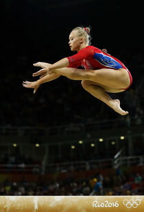 Melnikova in the team final at the 2016 Olympic Games