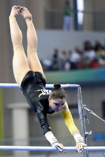 Aliya Mustafina (RUS) in the uneven bars final