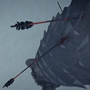 The unique arrows lodged in the Old Bears back, slightly resembling manufactured arrows.