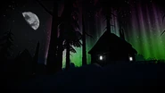 A view of the Jackrabbit Island house at night