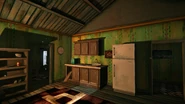 Kitchen leading to bedroom/bathroom